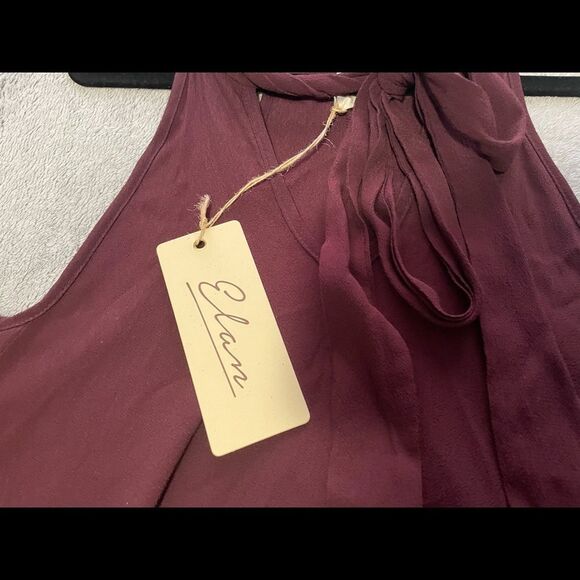 ELAN cold shoulder keyhole necktie blouse size medium new with tags burgundy - Picture 5 of 10